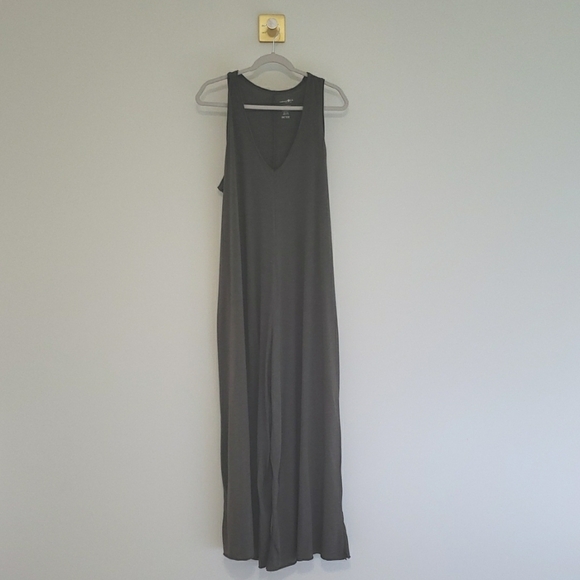 Natural Life Wide Leg Jumpsuit Women One Size Gray Green Sleeveless V-neck Comfy - Picture 1 of 14